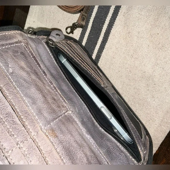 NWT Bed Stu TEMPLETON II Black Gray Rustic Crossbody Wallet Clutch Retail $185 - Picture 13 of 16